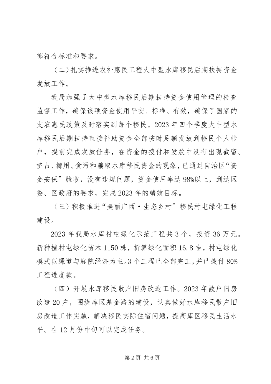 2023年区水库移民工作管理局工作总结.docx_第2页