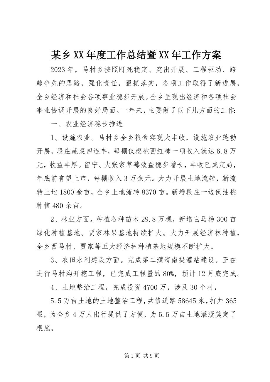 2023年xx乡度工作总结暨工作计划.docx_第1页