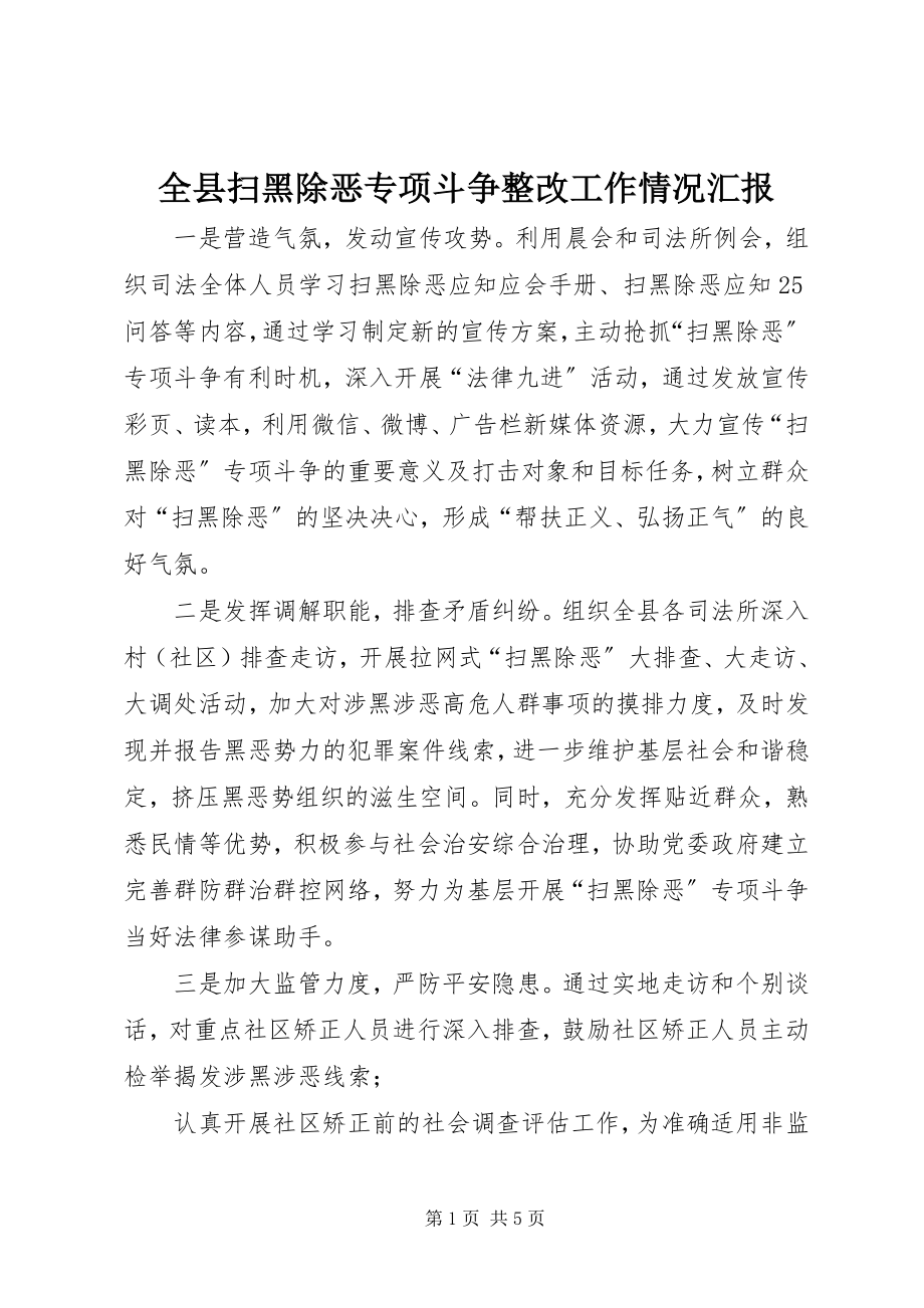 2023年全县扫黑除恶专项斗争整改工作情况汇报.docx_第1页