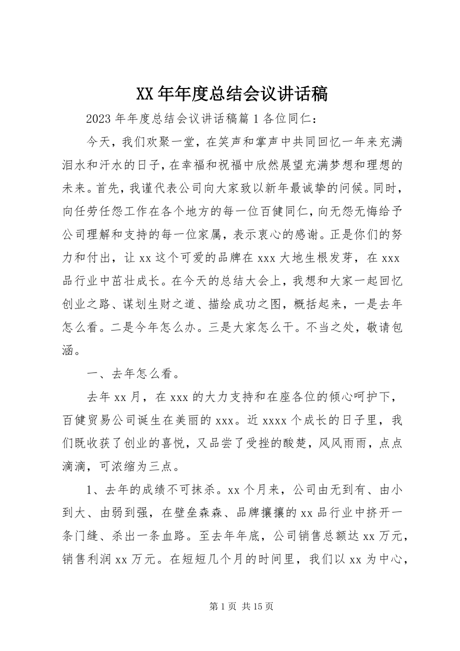 2023年总结会议致辞稿.docx_第1页