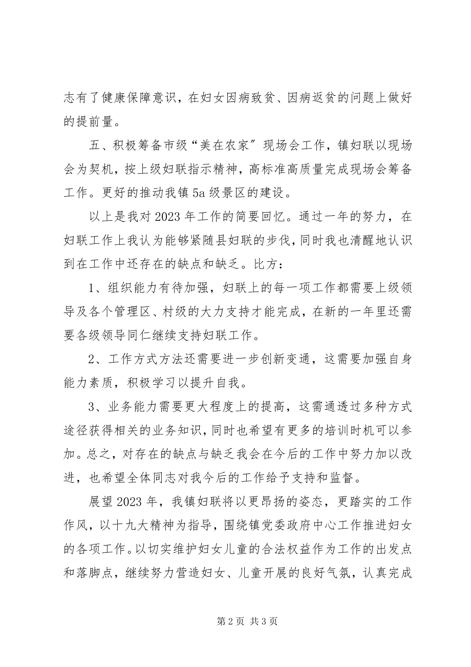 2023年镇妇联主席个人工作总结和明年工作计划.docx_第2页