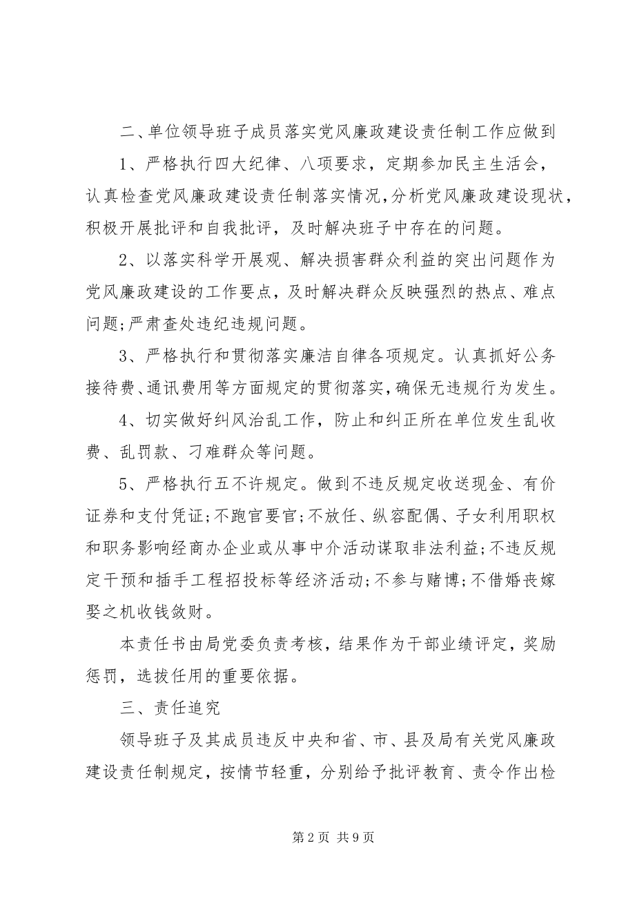 2023年某局党风廉政责任书范本.docx_第2页