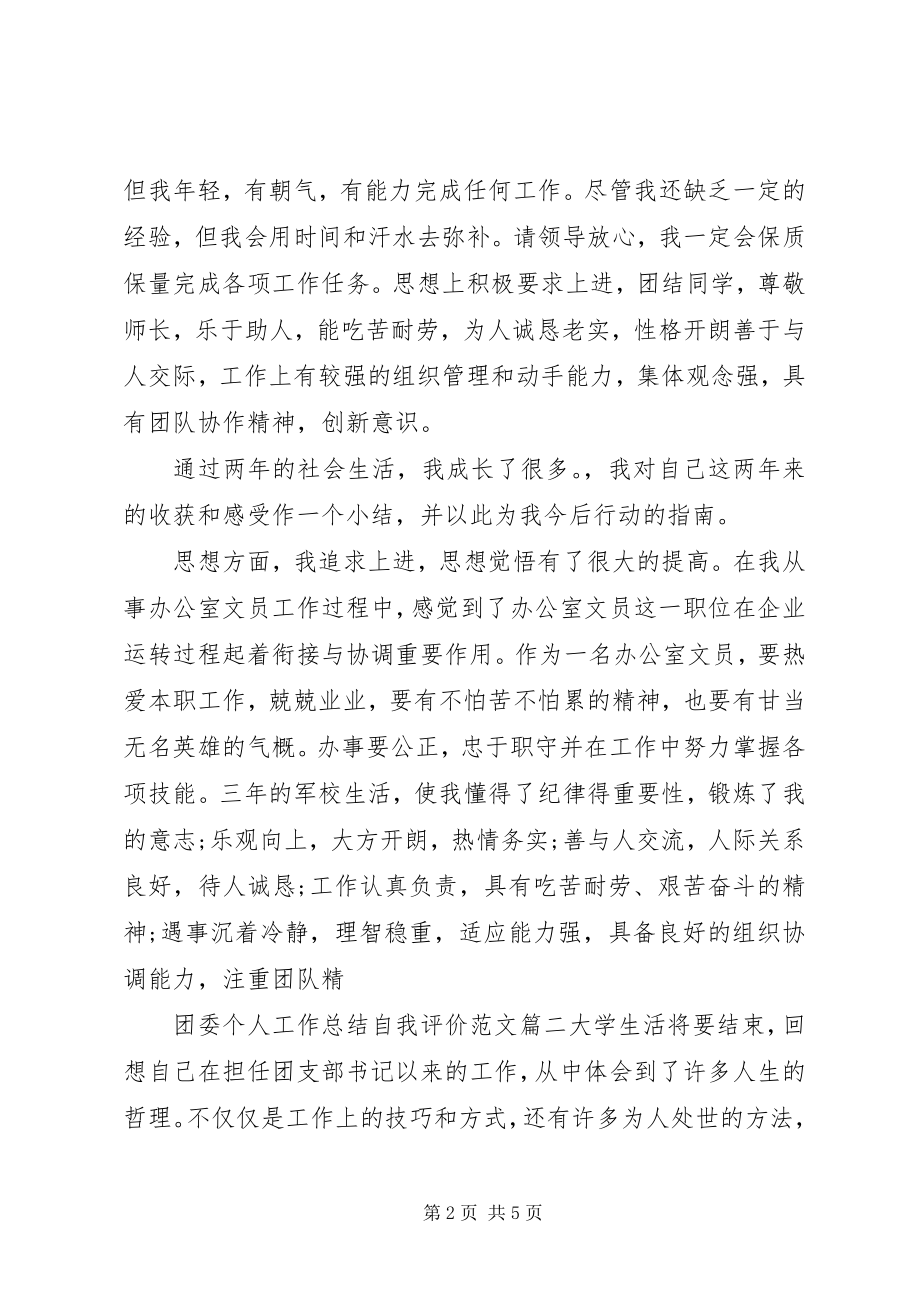 2023年团委个人工作总结自我评价.docx_第2页