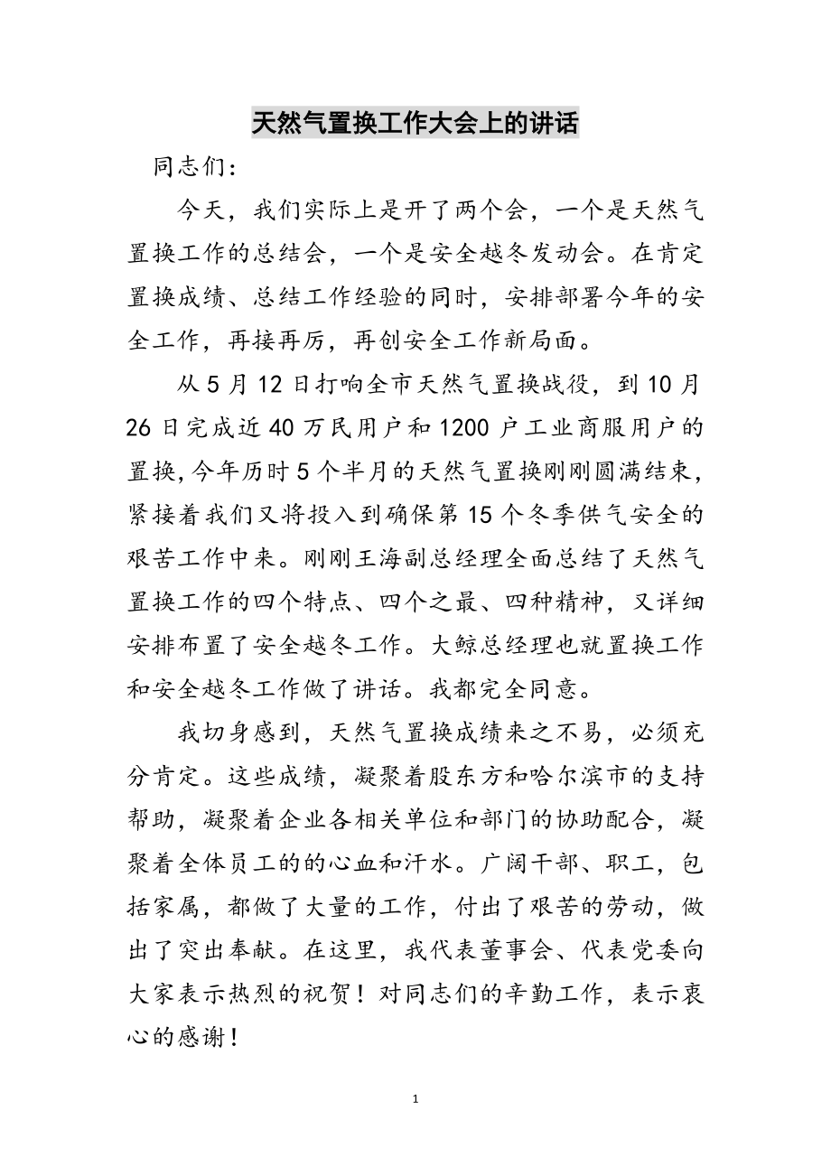 2023年天然气置换工作大会上的讲话范文.doc_第1页