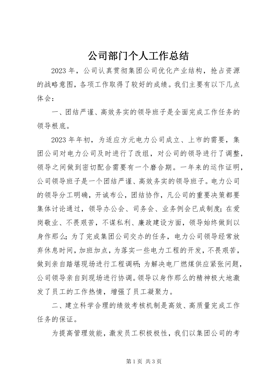 2023年公司部门个人工作总结.docx_第1页