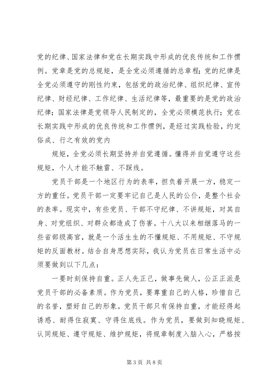 2023年在“讲规矩有纪律”专题学习讨论会上的讲话材料.docx_第3页