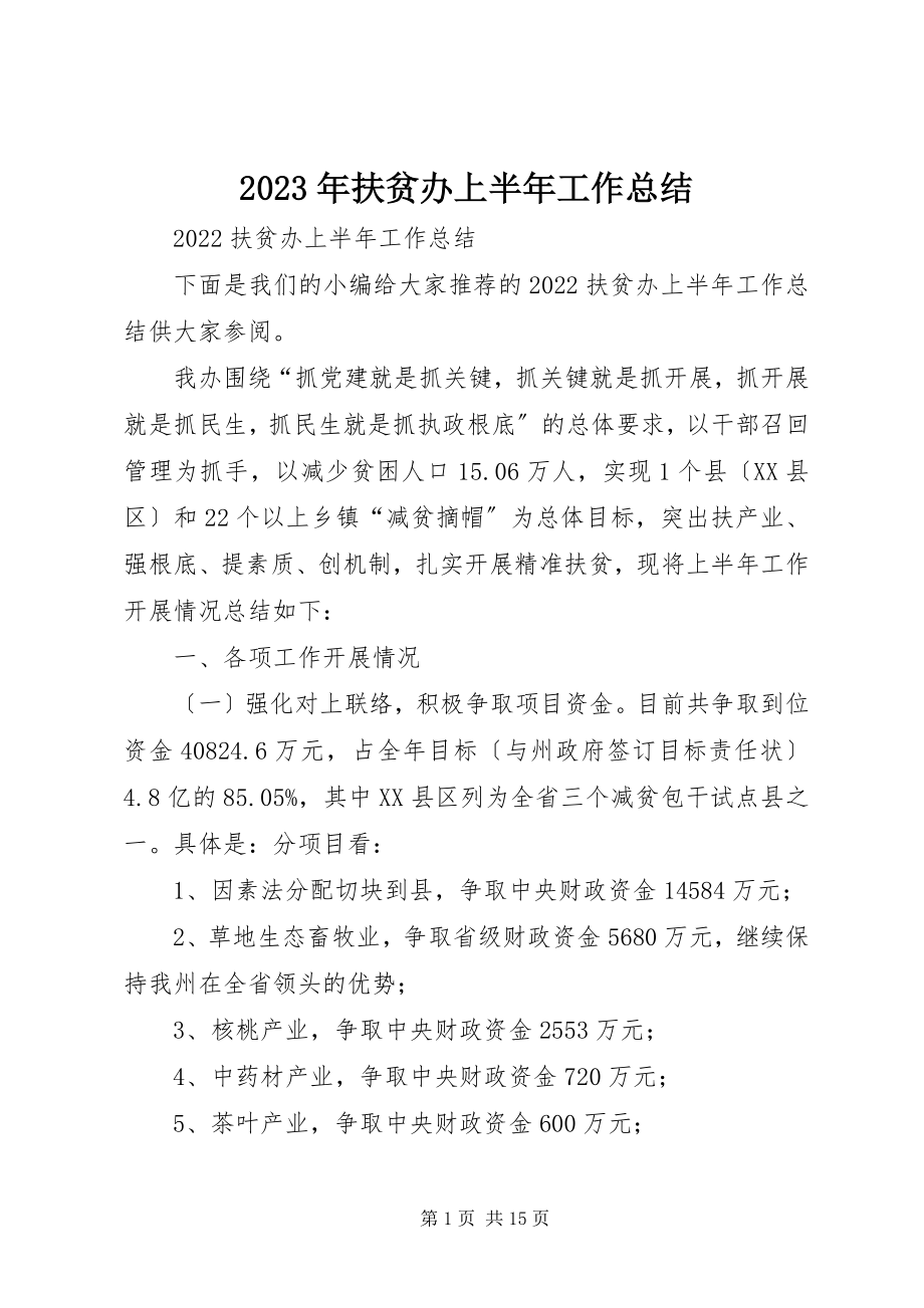 2023年扶贫办上半年工作总结.docx_第1页