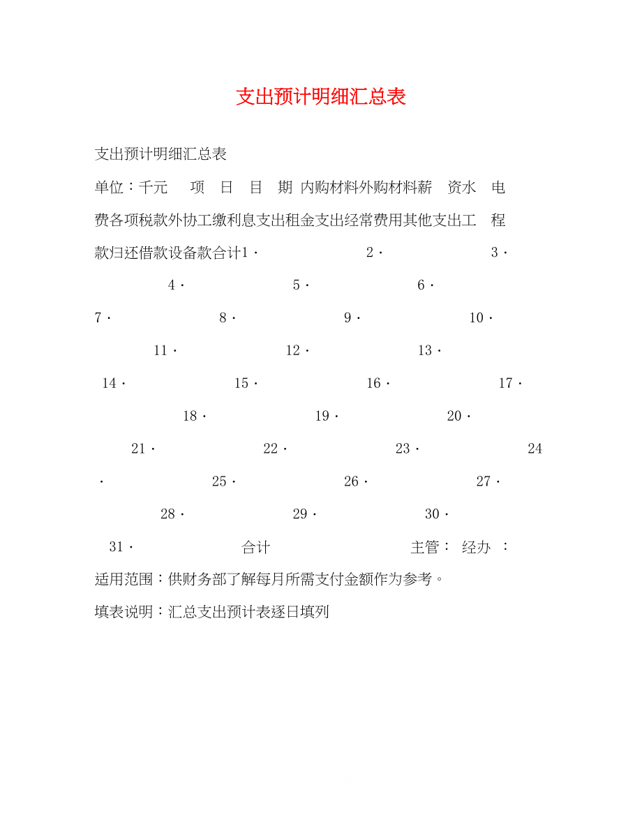 2023年支出预计明细汇总表.docx_第1页