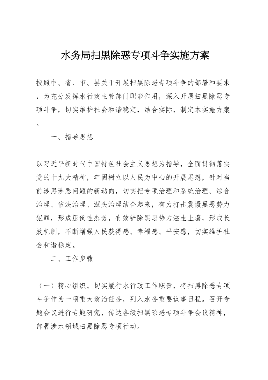 2023年水务局扫黑除恶专项斗争实施方案.doc_第1页