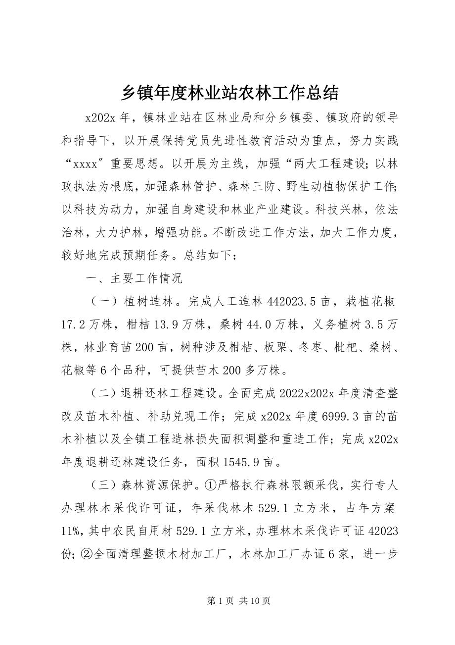 2023年乡镇年度林业站农林工作总结.docx_第1页