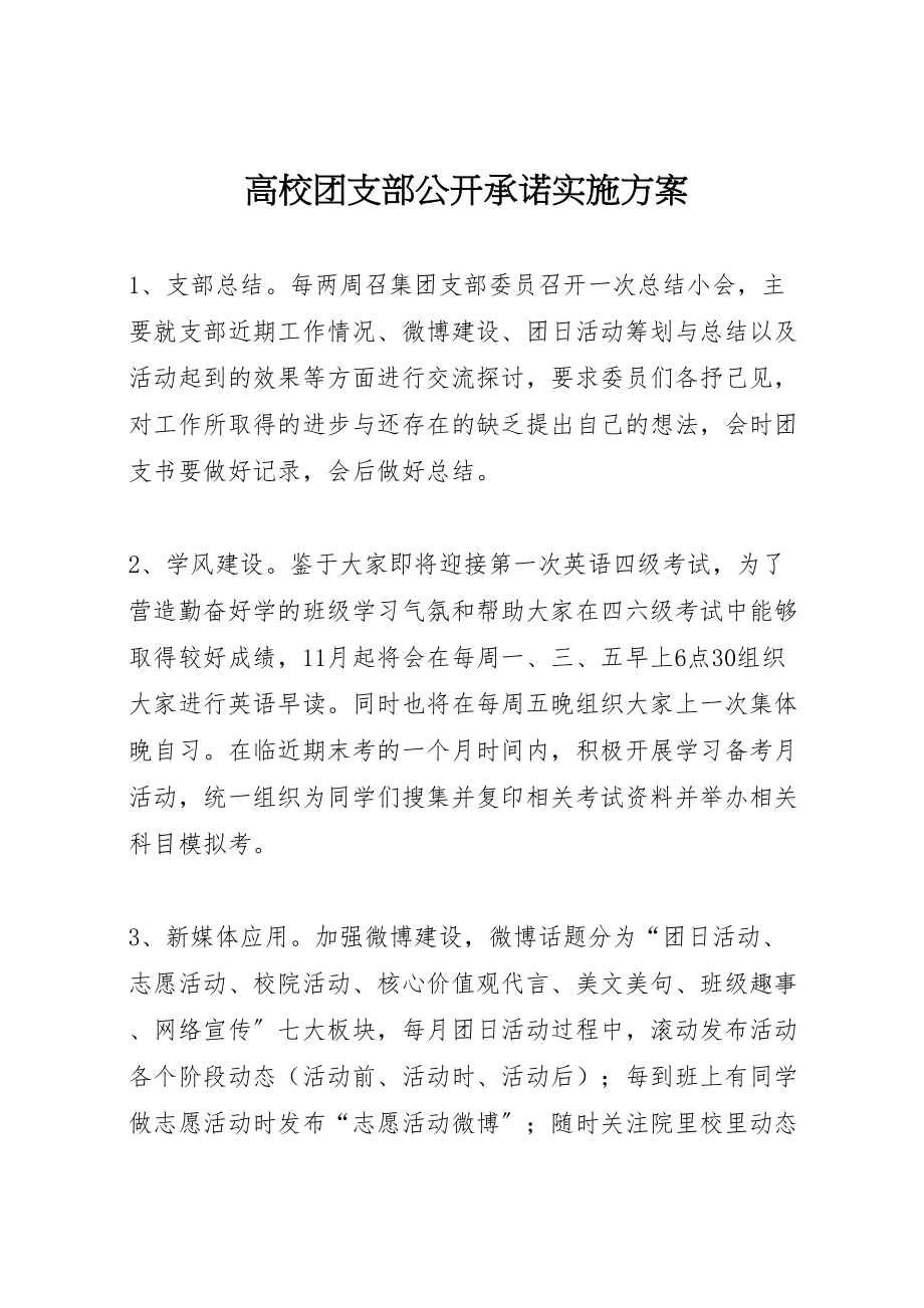 2023年高校团支部公开承诺实施方案.doc_第1页