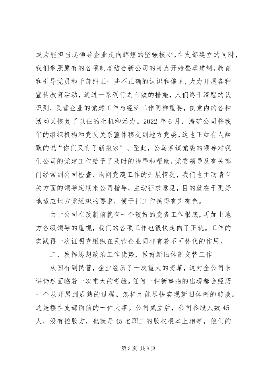 2023年非公有制企业党建先进材料.docx_第3页