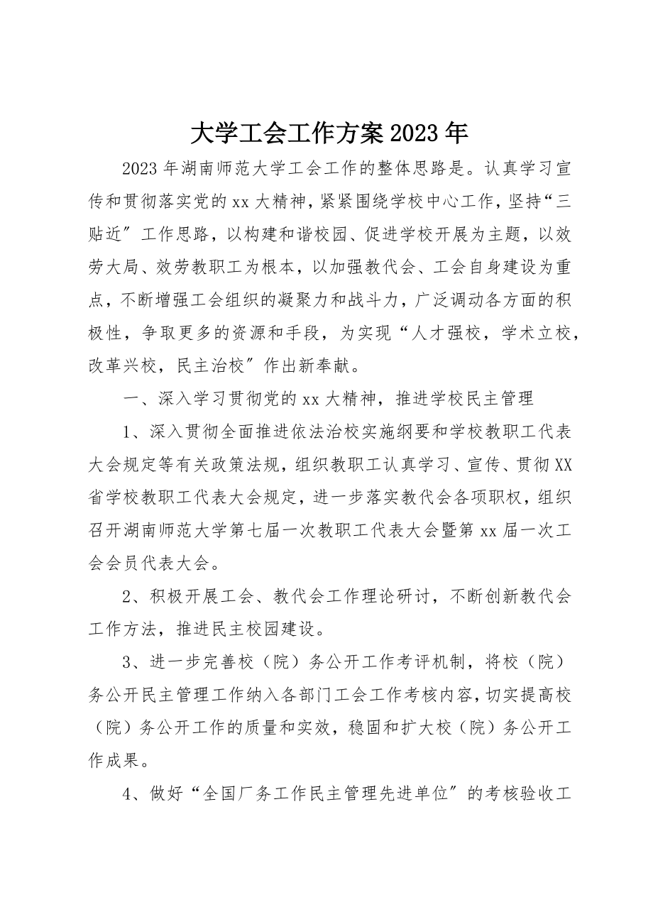 2023年大学工会工作计划某年.docx_第1页