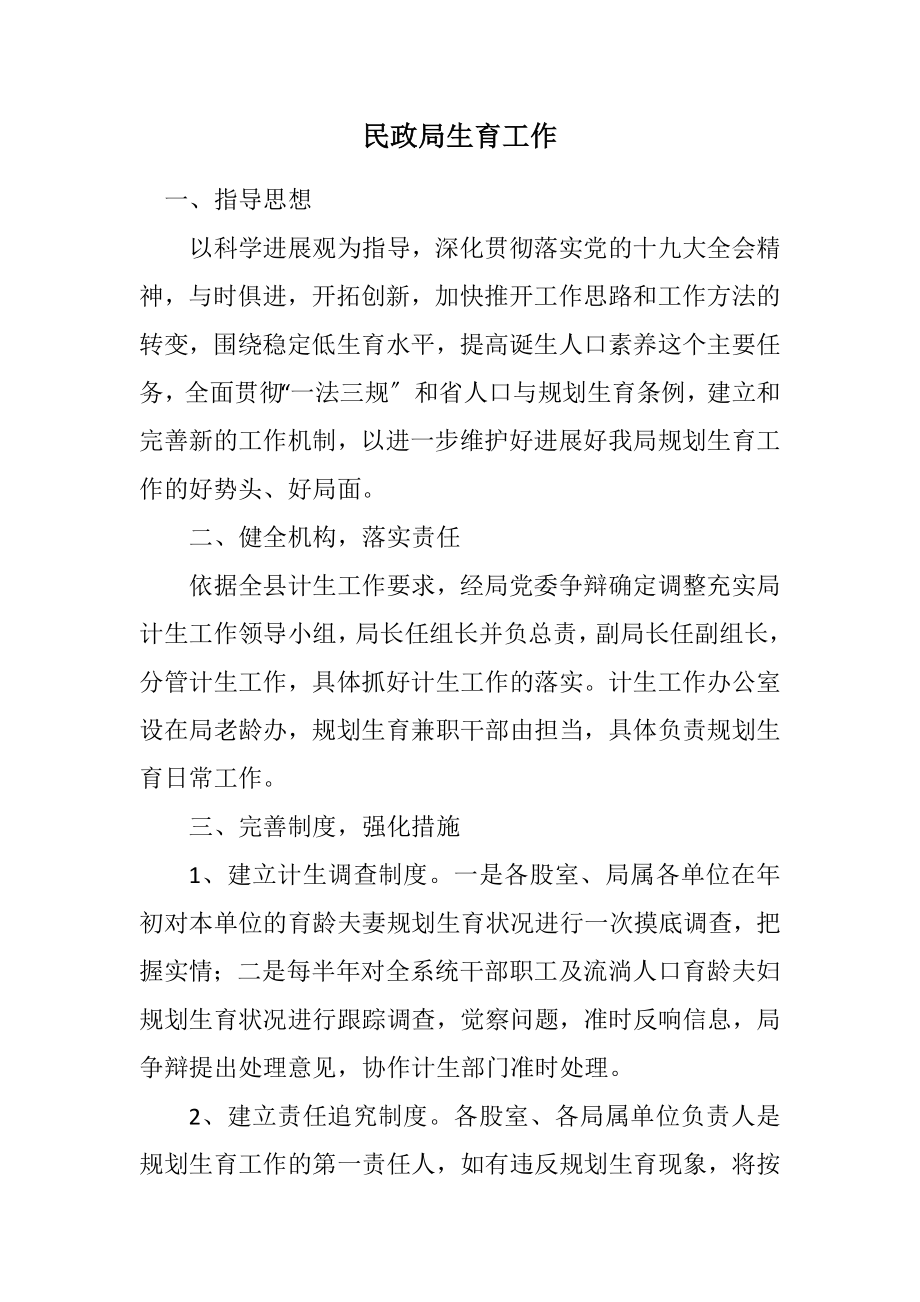 2023年民政局计划生育工作计划.docx_第1页