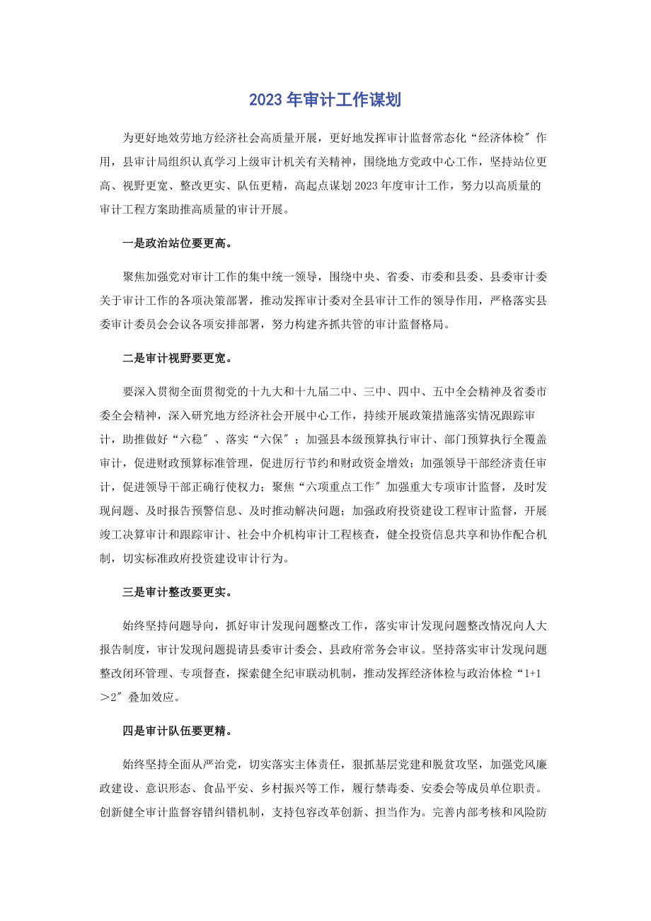 2023年审计工作谋划.docx_第1页