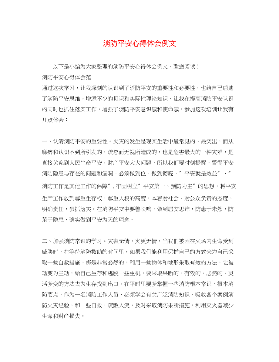 2023年消防安全心得体会例文.docx_第1页