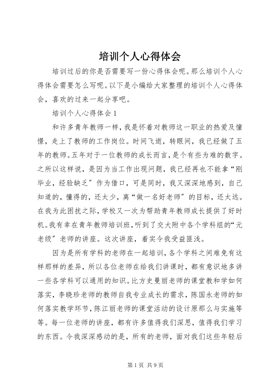 2023年培训个人心得体会.docx_第1页