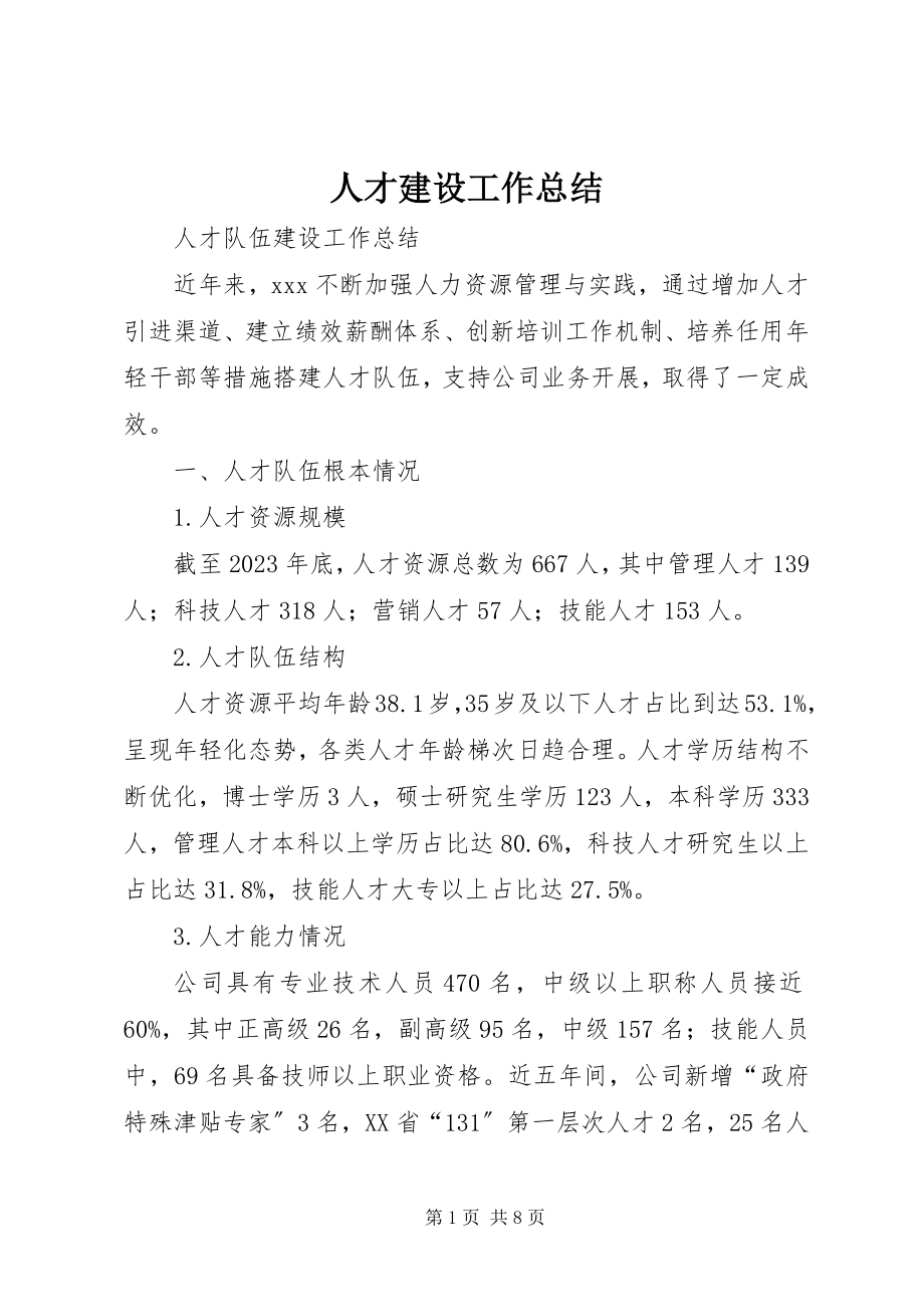 2023年人才建设工作总结.docx_第1页