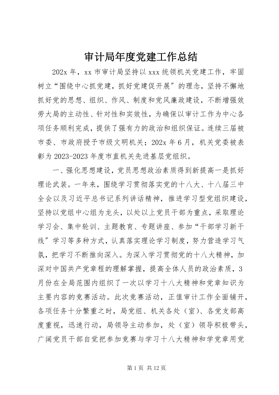 2023年审计局年度党建工作总结.docx_第1页