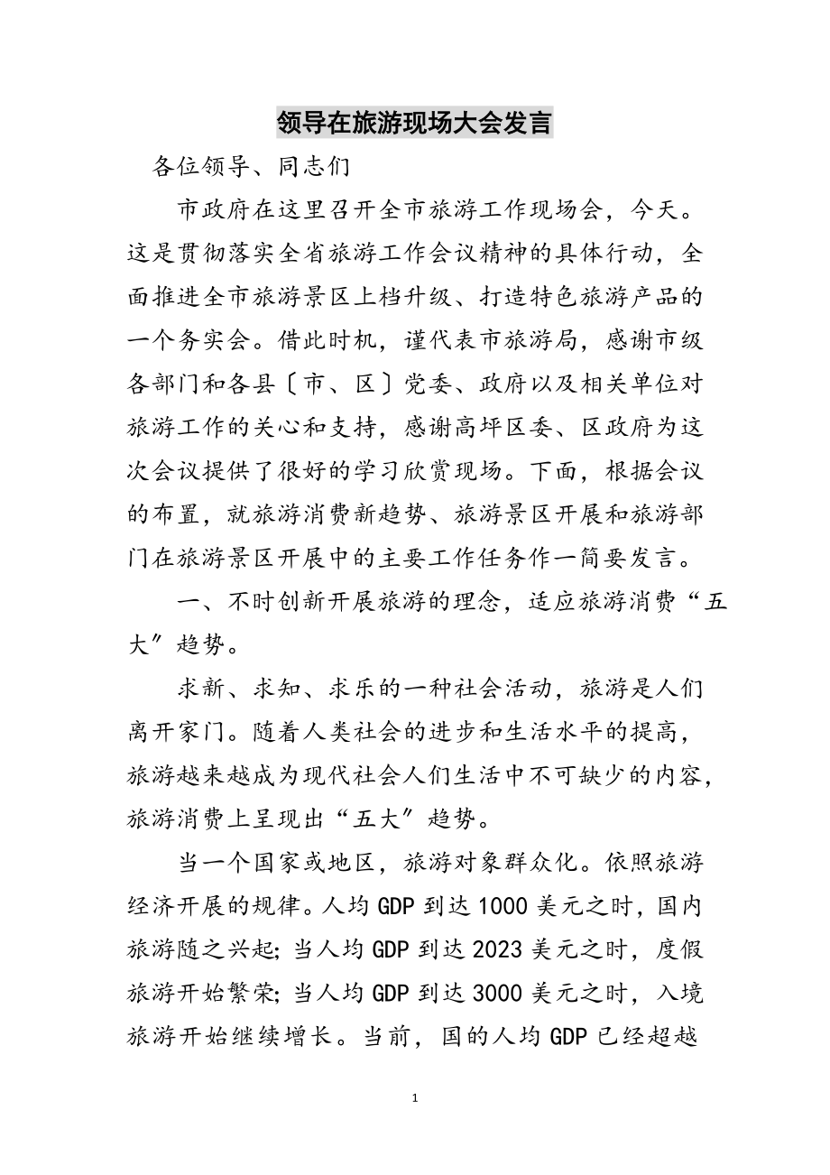 2023年领导在旅游现场大会发言范文.doc_第1页