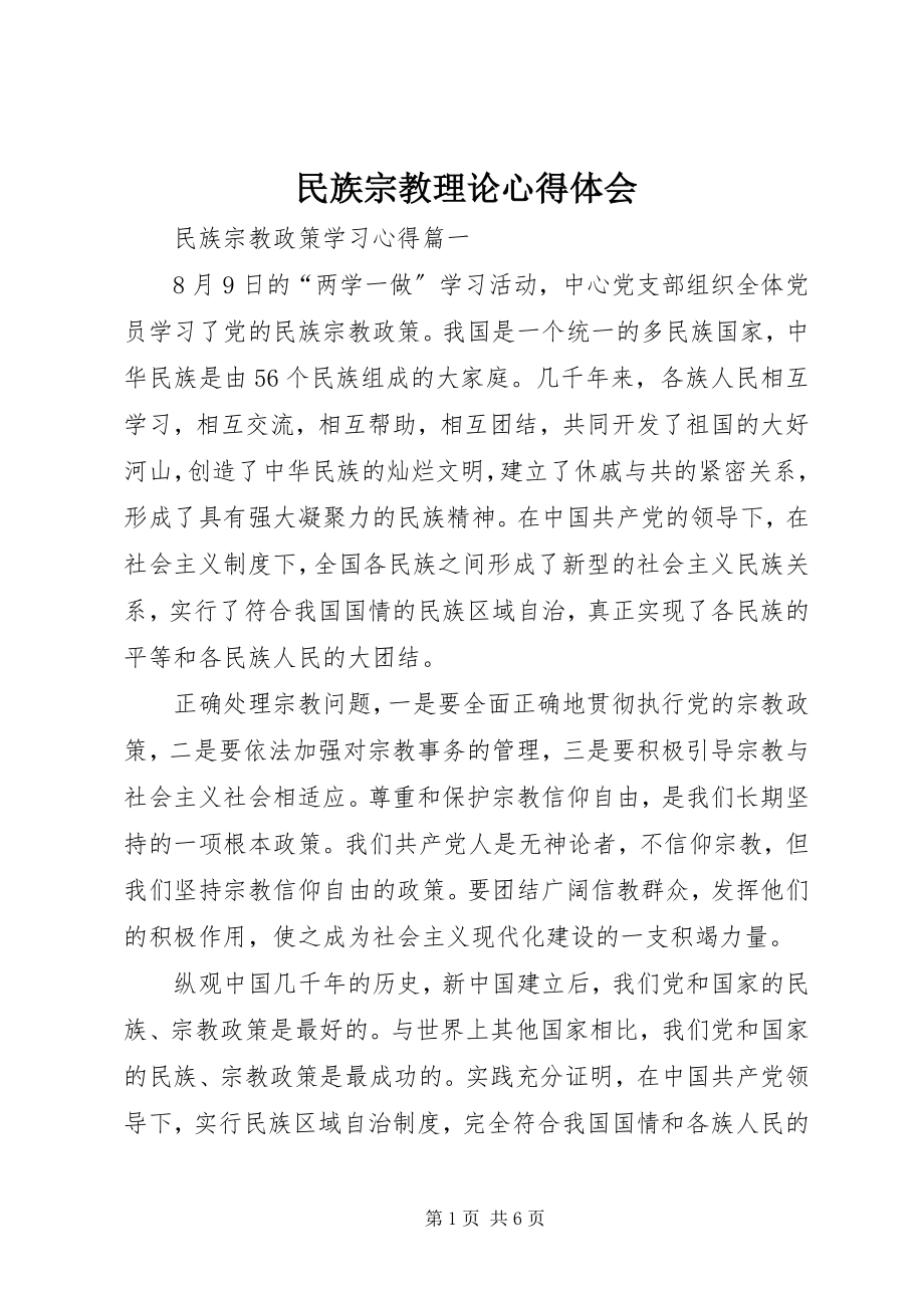 2023年民族宗教理论心得体会.docx_第1页