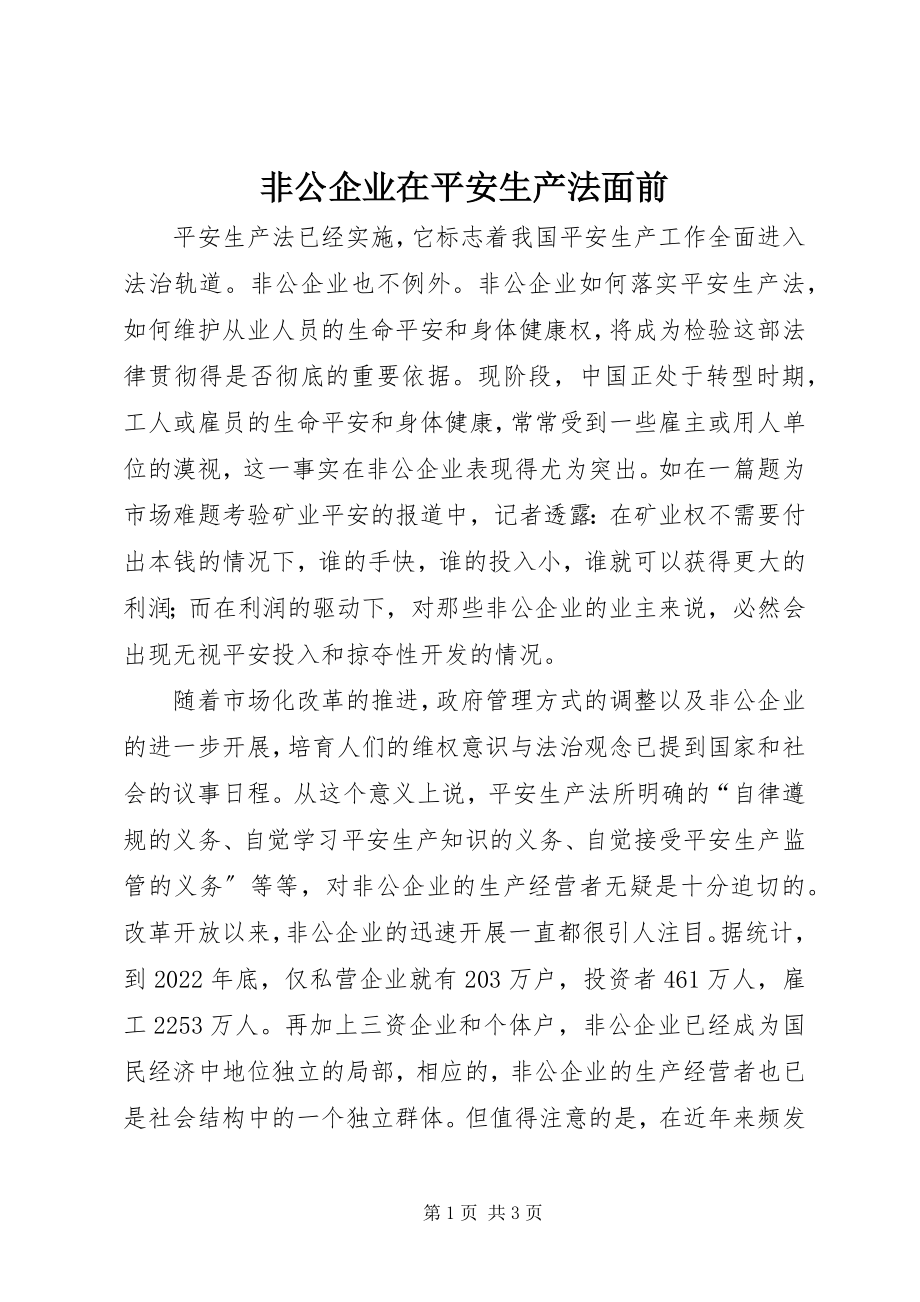 2023年非公企业在《安全生产法》面前.docx_第1页