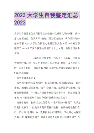 2023年大学生自我鉴定汇总.doc