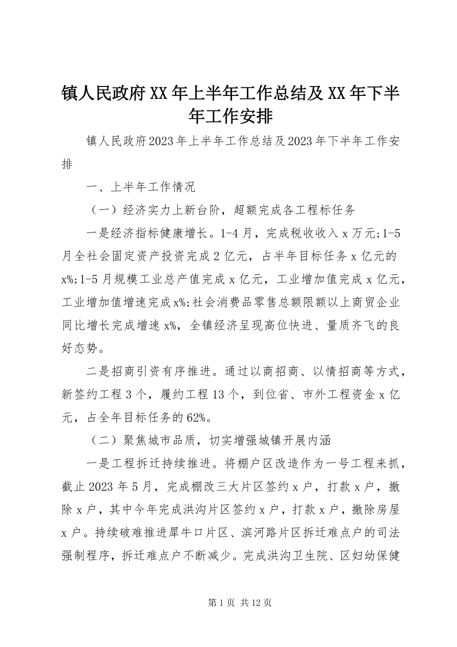 2023年镇人民政府上半年工作总结及下半年工作安排2.docx_第1页