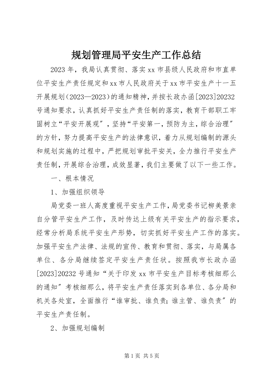 2023年规划管理局安全生产工作总结.docx_第1页