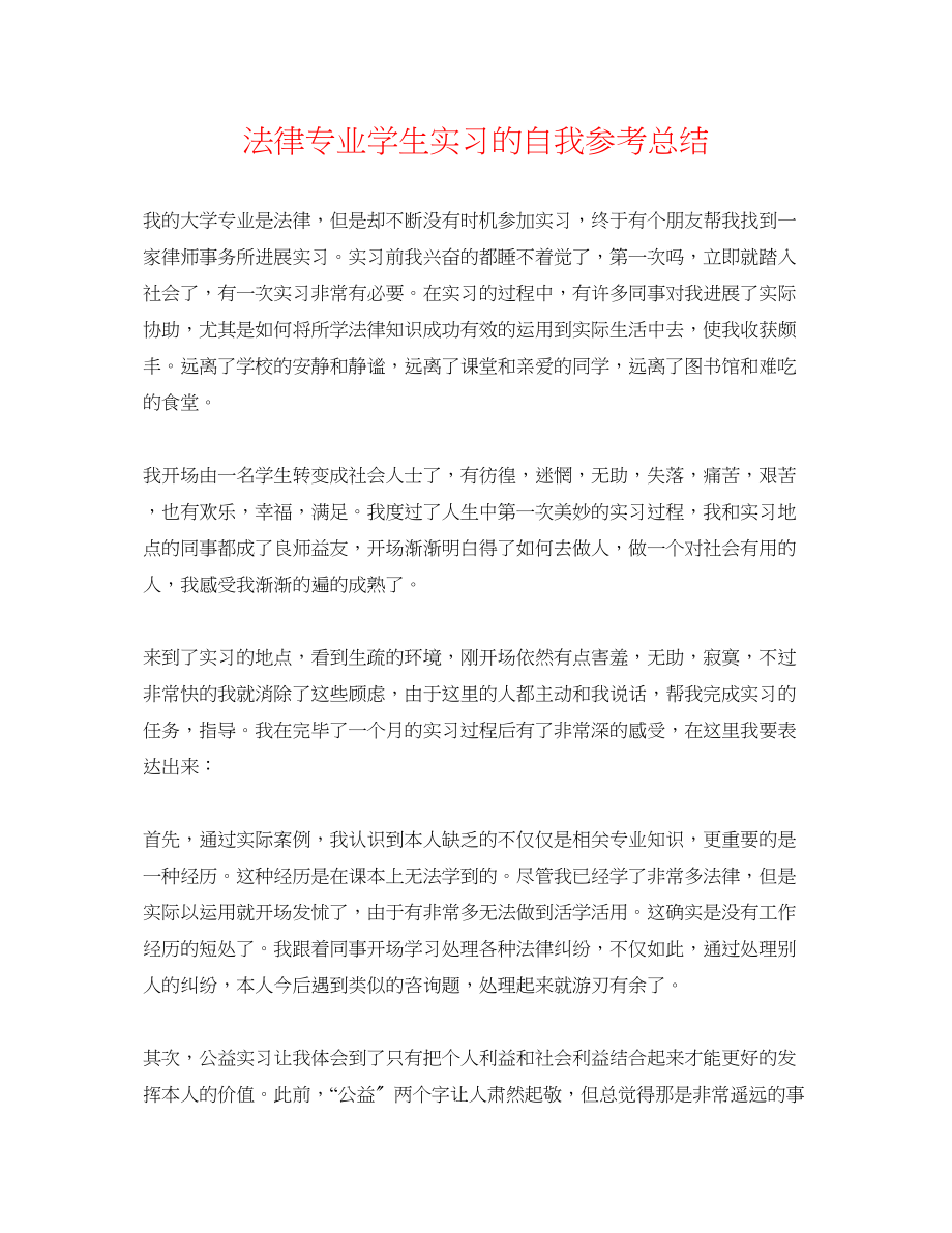 2023年法律专业学生实习的自我总结.docx_第1页