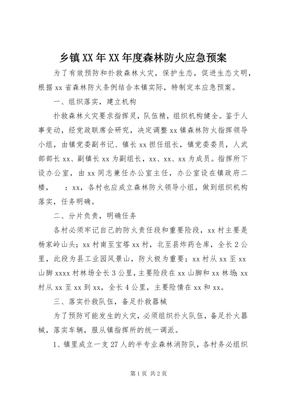 2023年乡镇度森林防火应急预案.docx_第1页