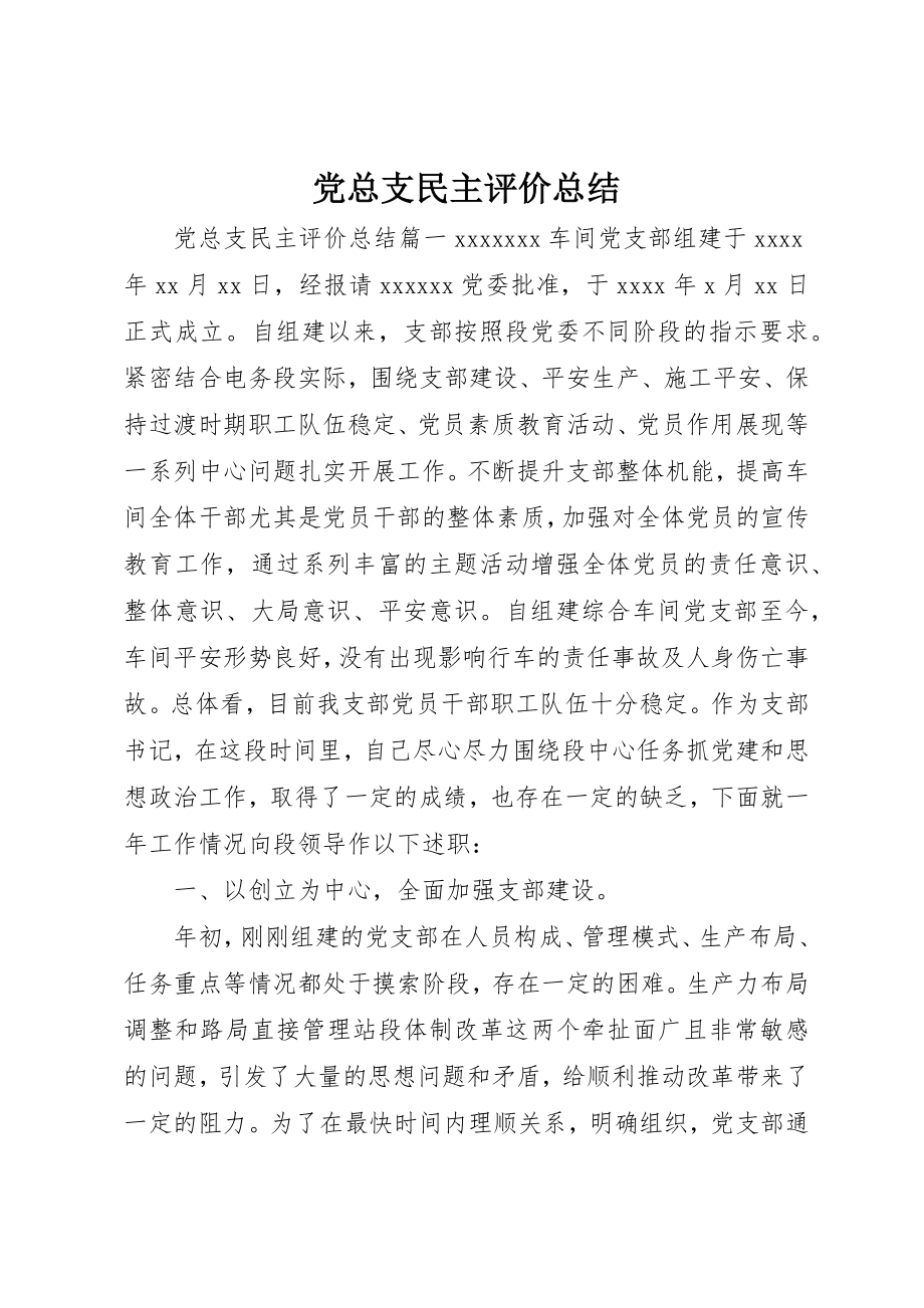 2023年党总支民主评价总结.docx_第1页