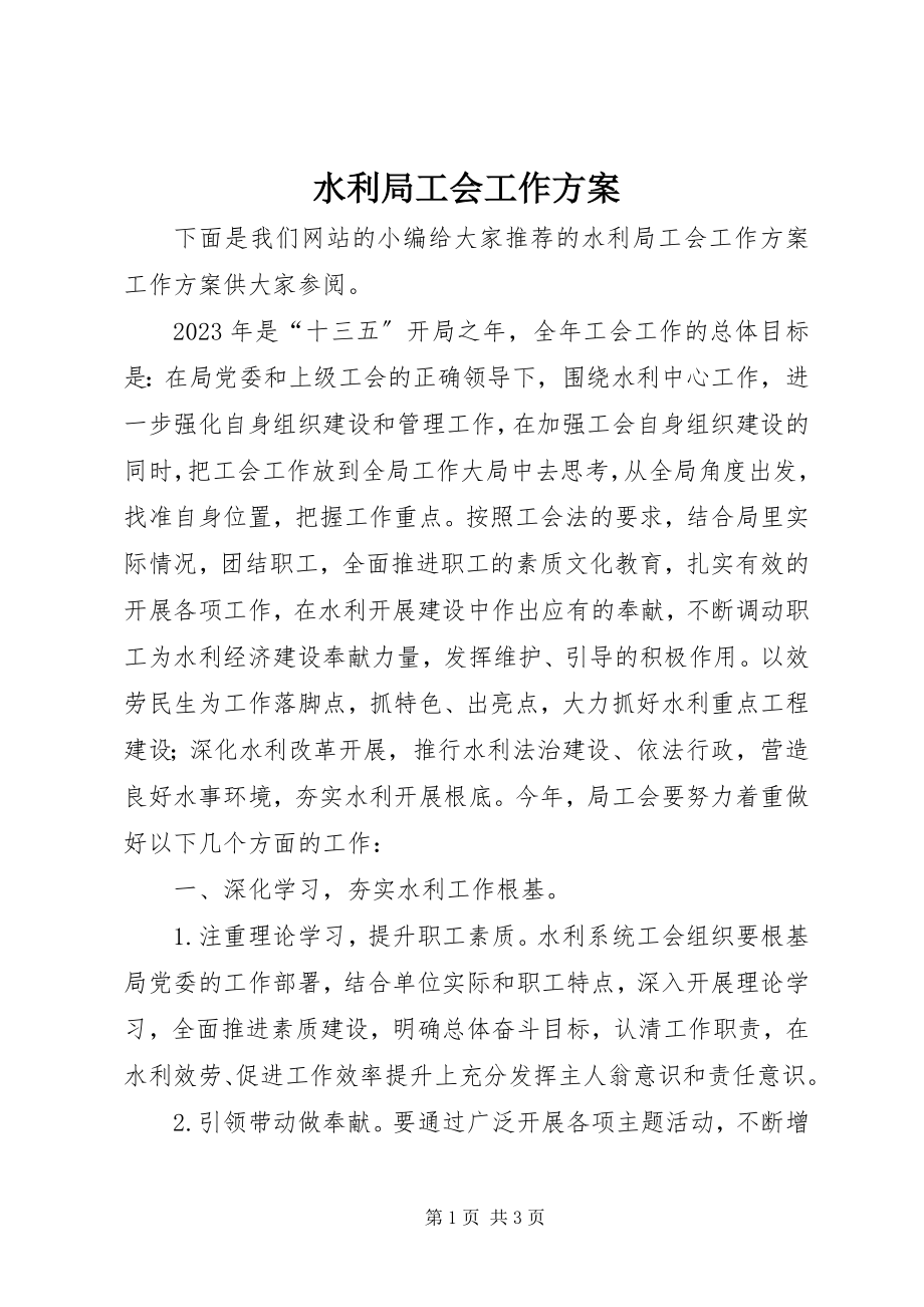 2023年水利局工会工作计划.docx_第1页