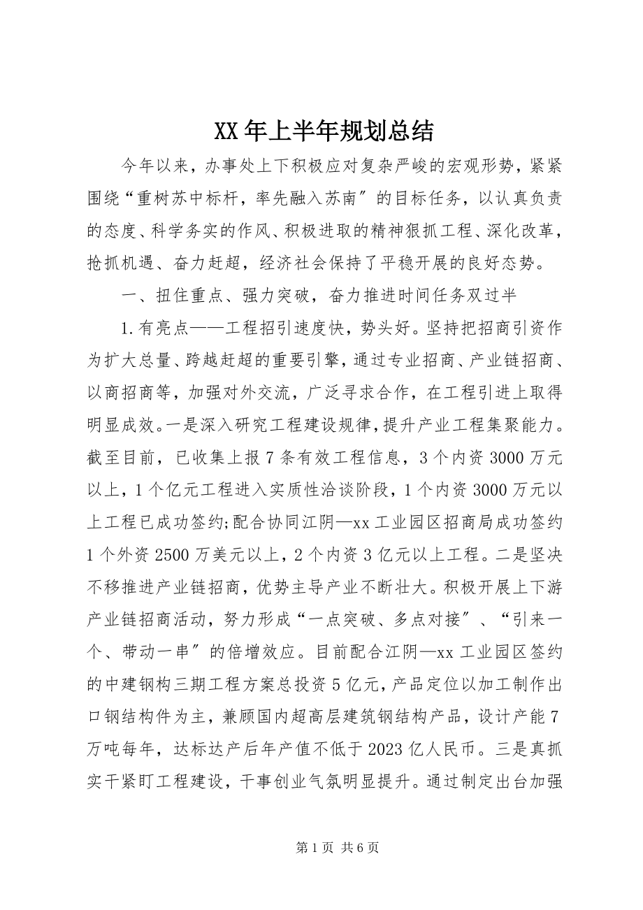 2023年上半年规划总结.docx_第1页