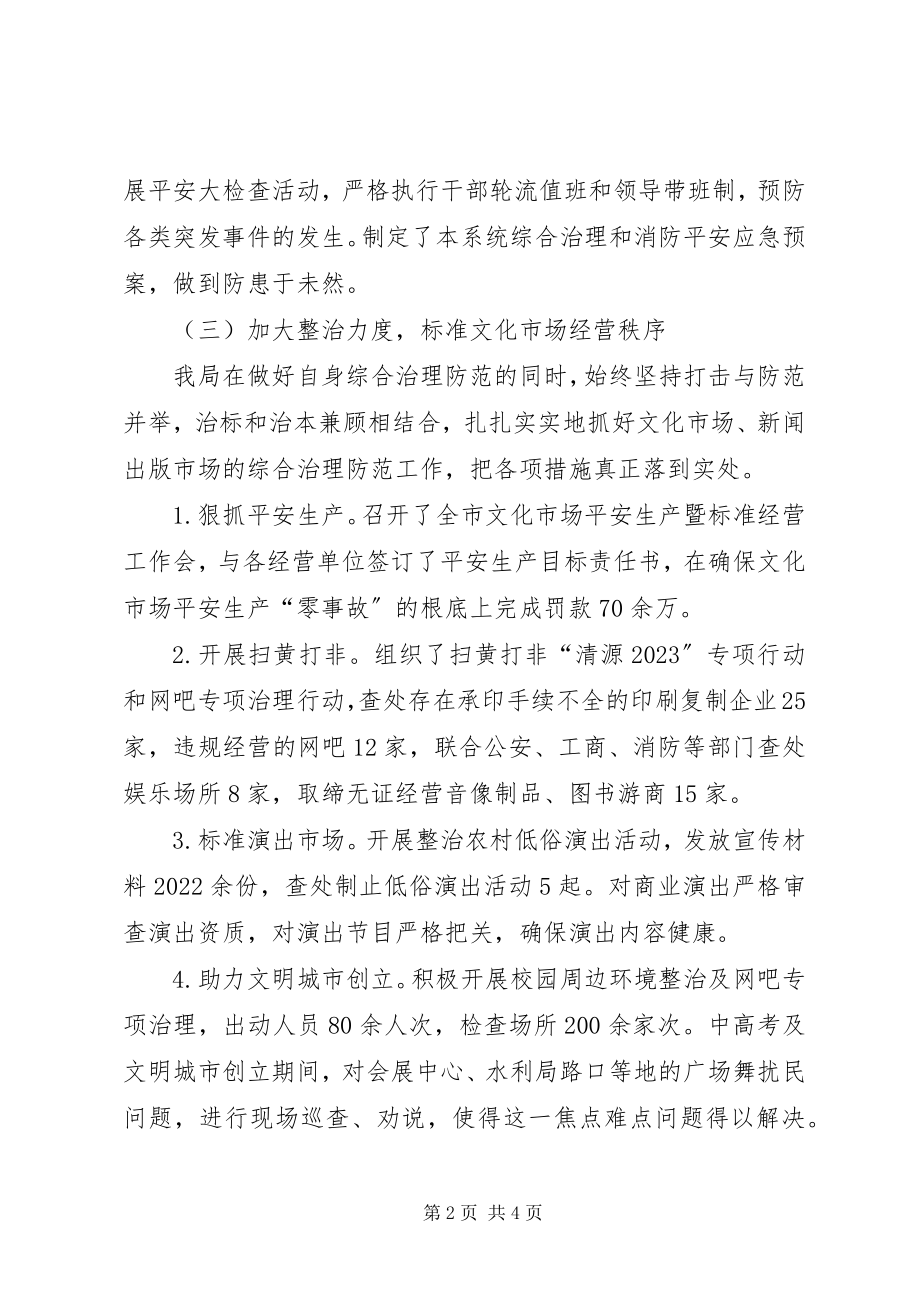 2023年文广新局社会治安综合治理工作总结.docx_第2页