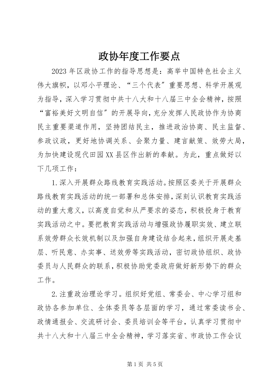 2023年政协年度工作要点.docx_第1页