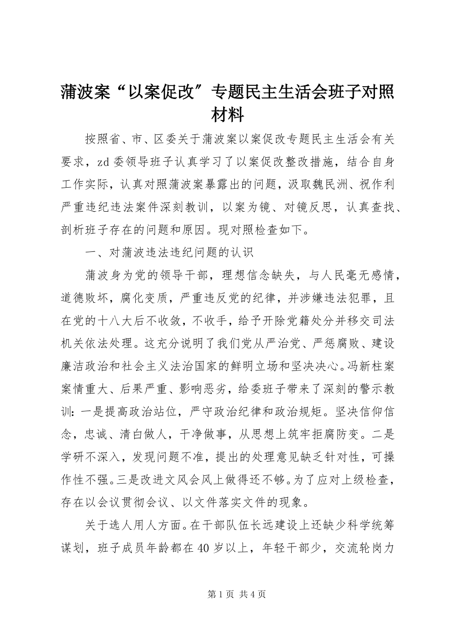 2023年蒲波案“以案促改”专题民主生活会班子对照材料.docx_第1页