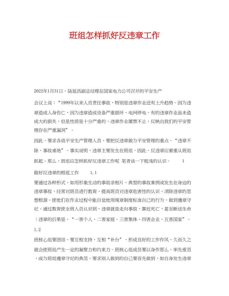 2023年《安全管理》之班组怎样抓好反违章工作.docx_第1页