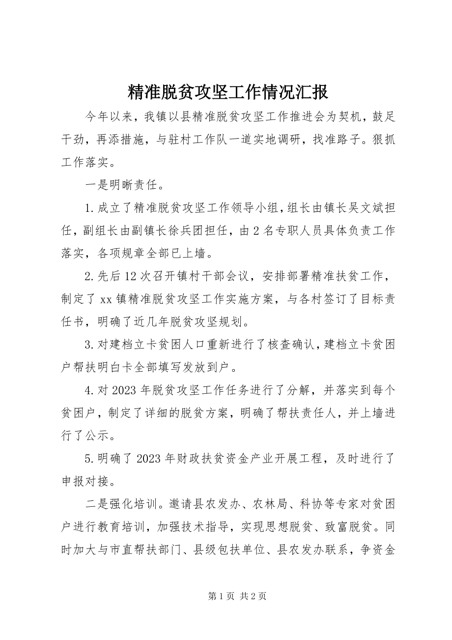 2023年精准脱贫攻坚工作情况汇报.docx_第1页