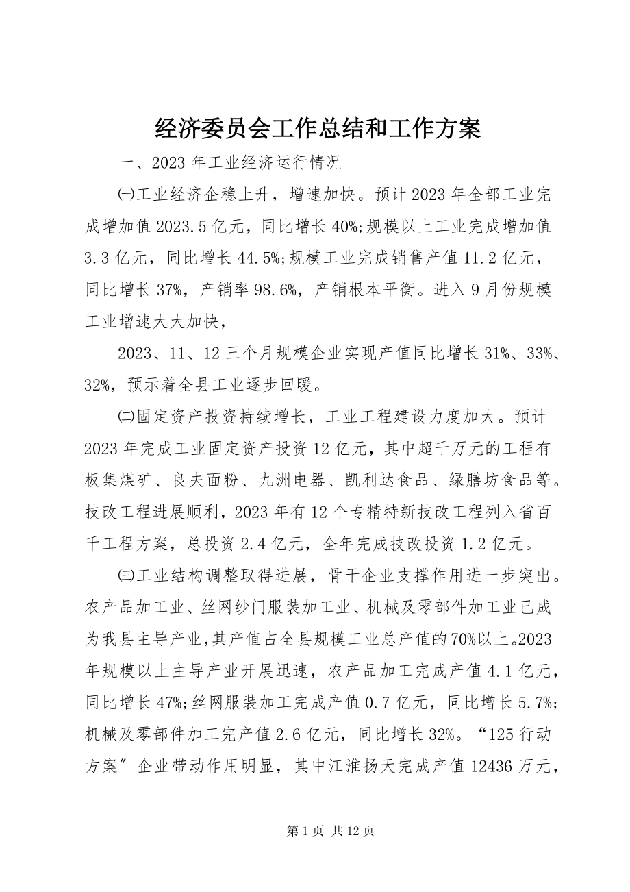 2023年经济委员会工作总结和工作计划.docx_第1页