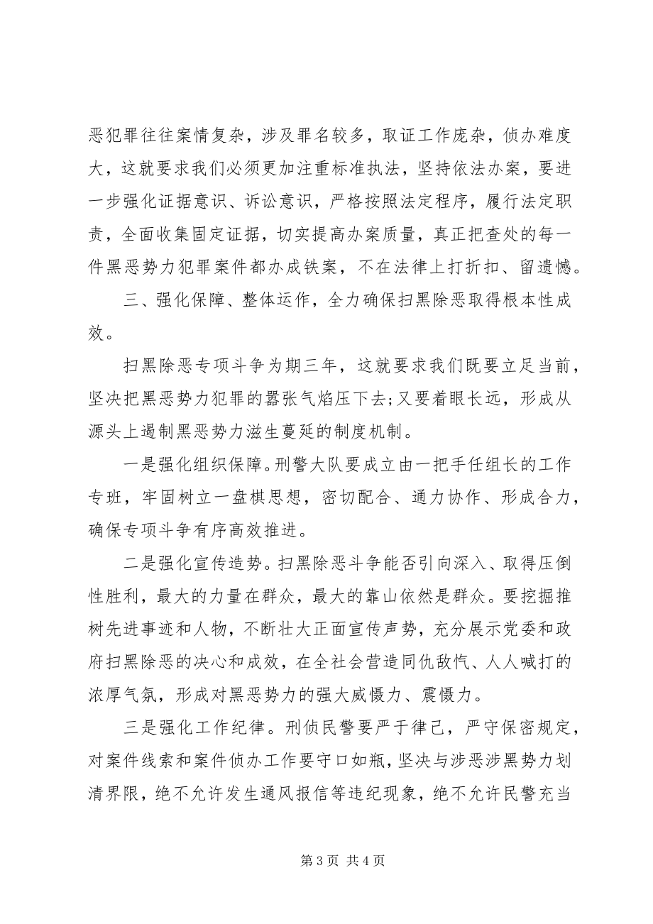 2023年刑侦大队长扫黑除恶斗争表态讲话.docx_第3页