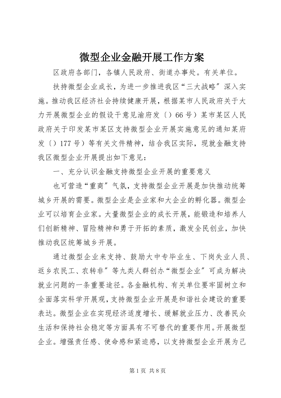 2023年微型企业金融发展工作计划.docx_第1页