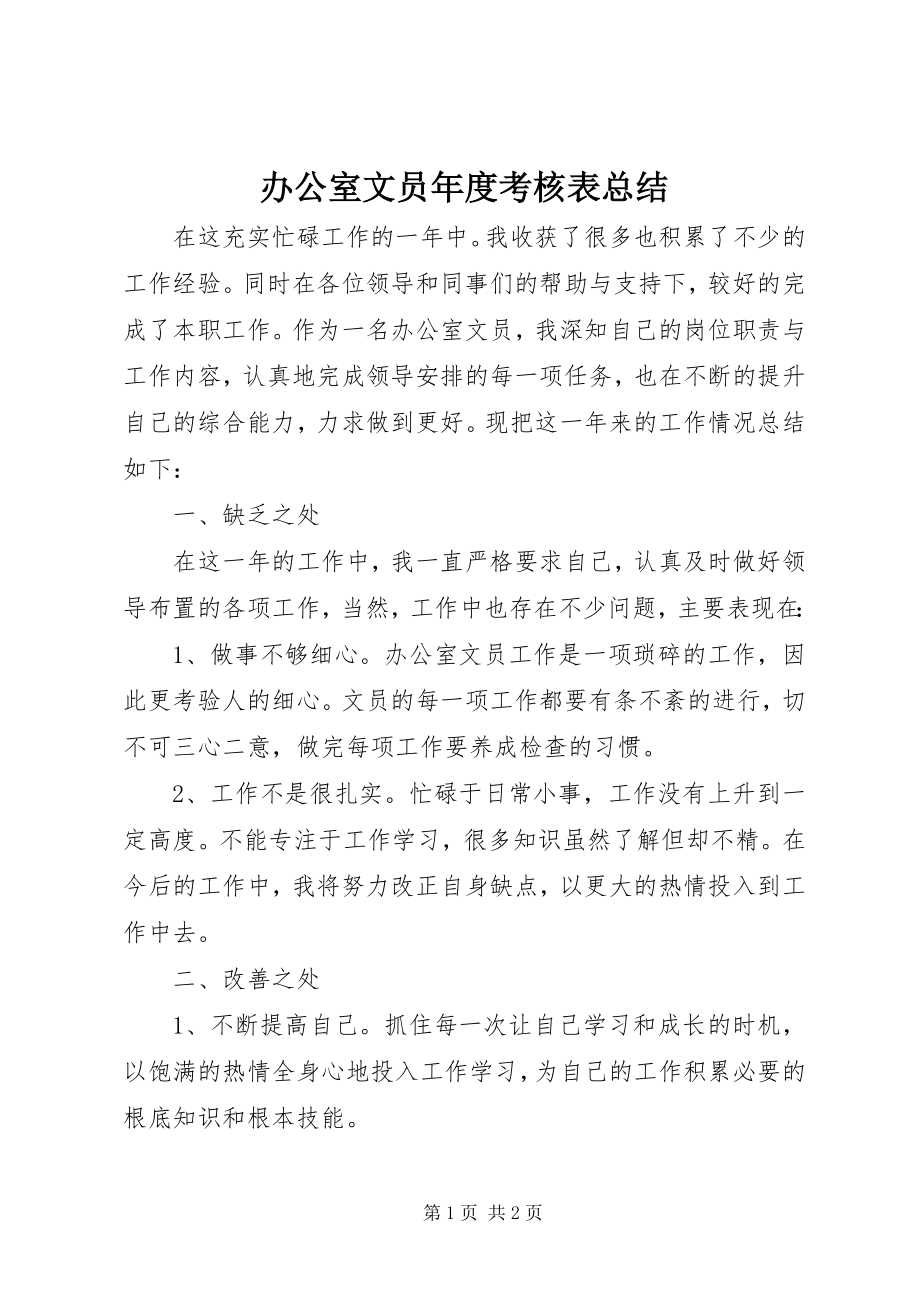 2023年办公室文员年度考核表总结新编.docx_第1页