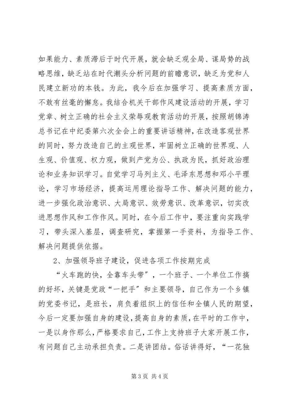 2023年乡镇党委书记作风建设剖析材料.docx_第3页