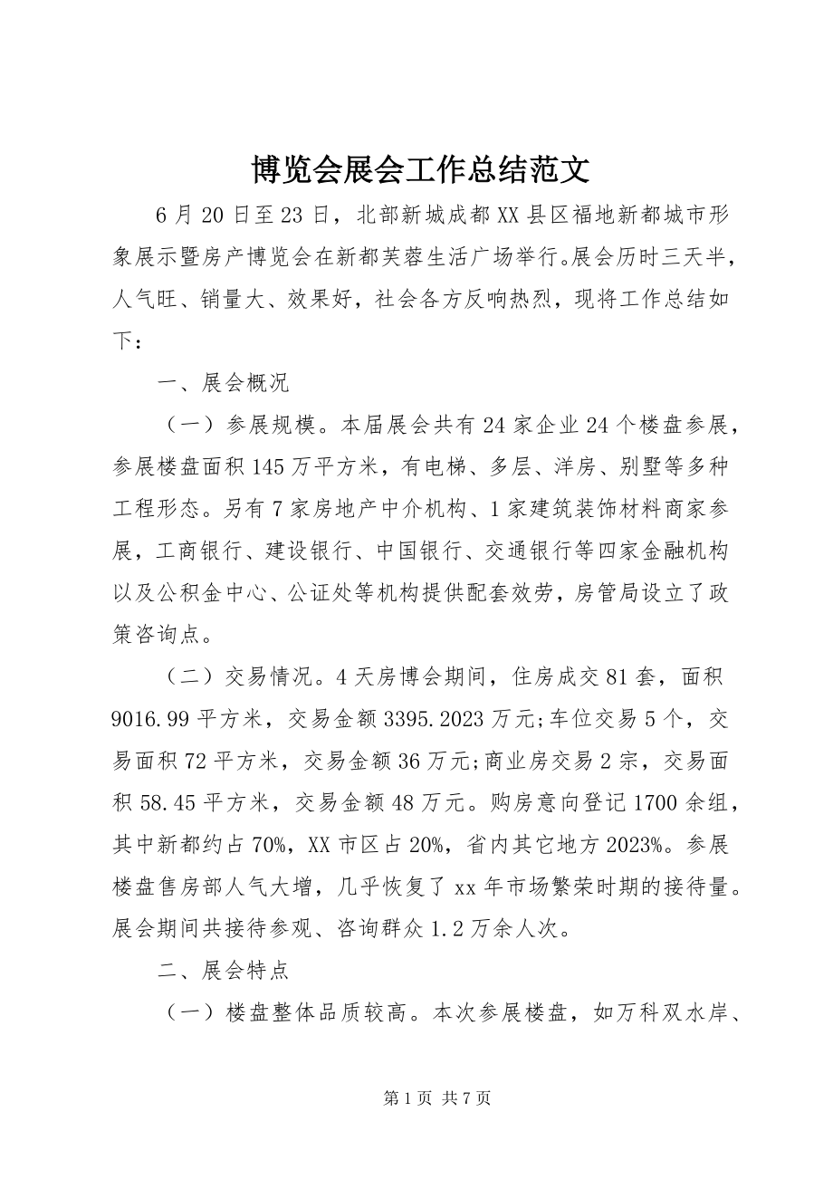 2023年博览会展会工作总结2新编.docx_第1页