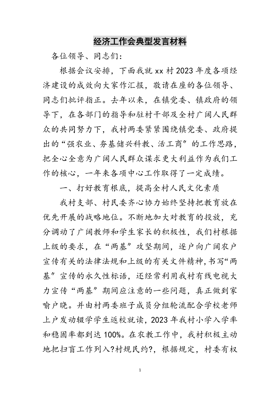 2023年经济工作会典型发言材料范文.doc_第1页