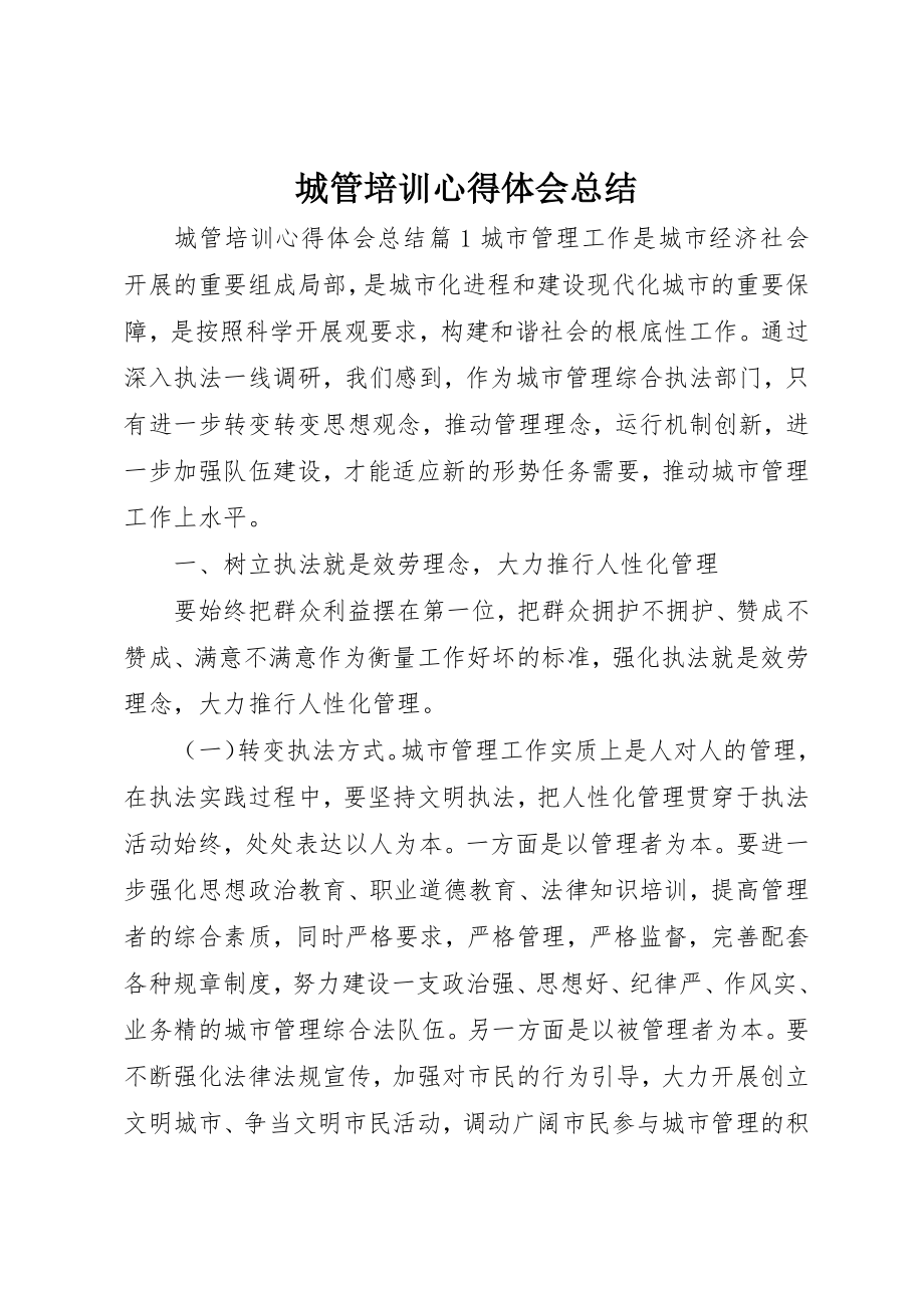 2023年城管培训心得体会总结.docx_第1页