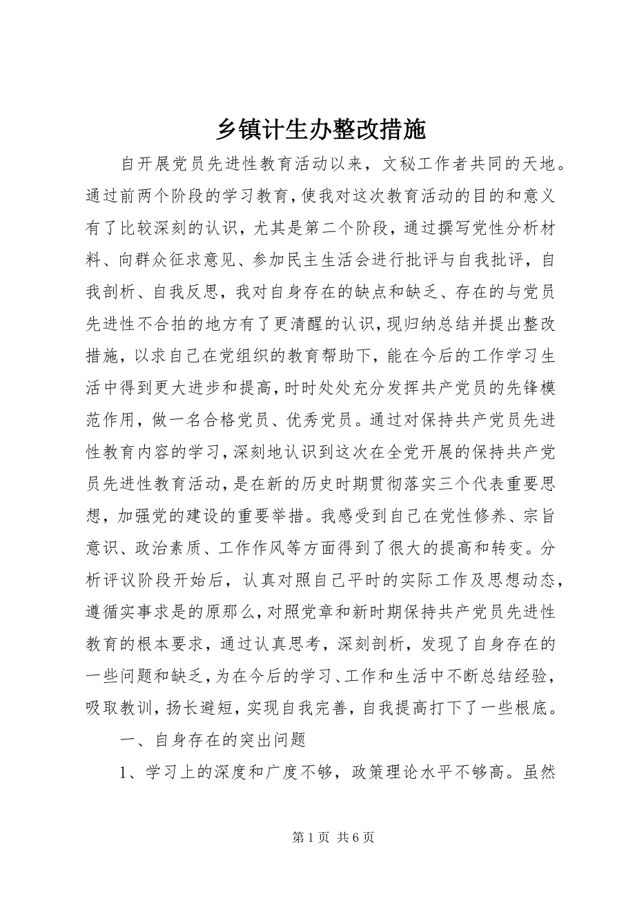 2023年乡镇计生办整改措施.docx_第1页