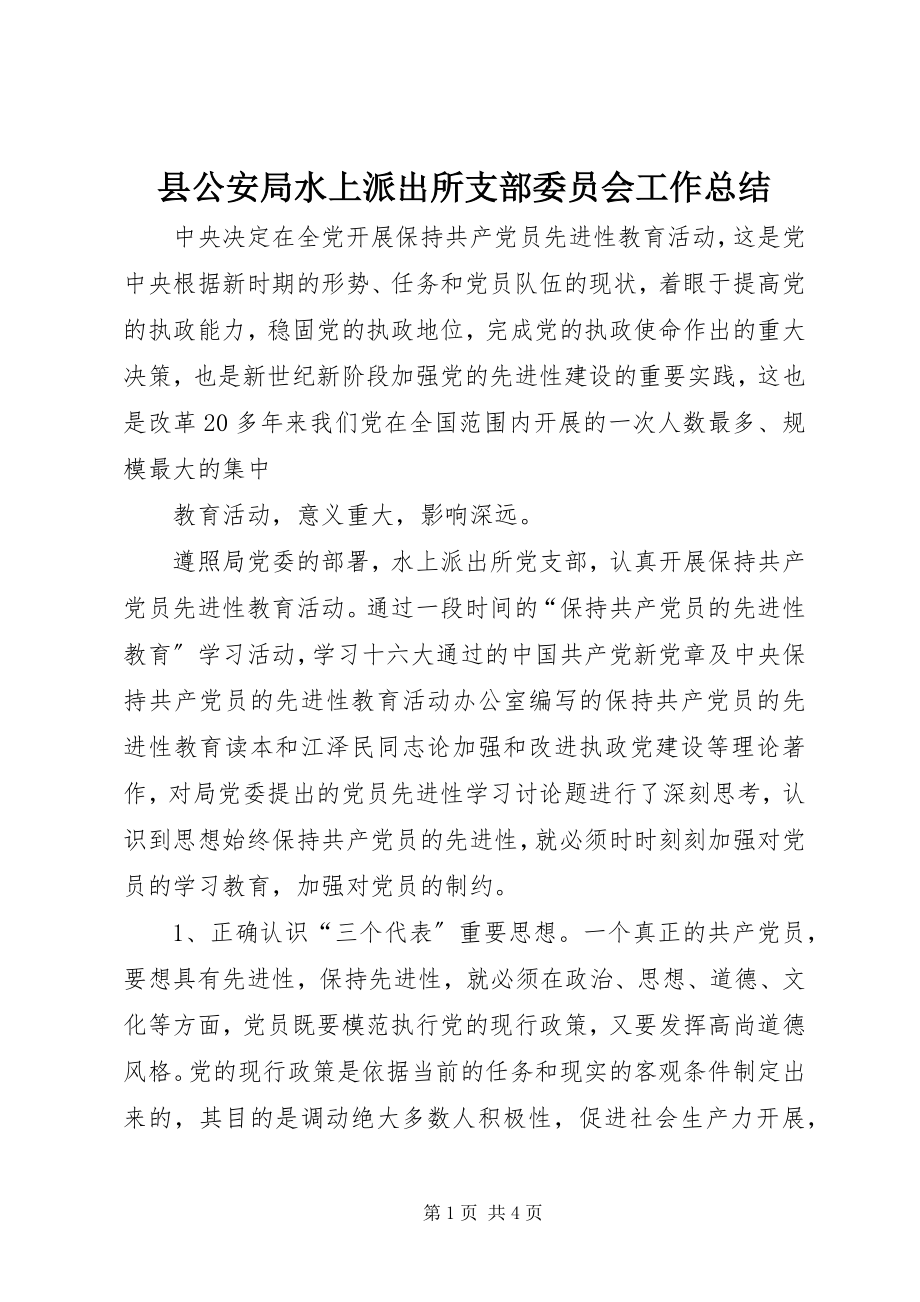 2023年县公安局水上派出所支部委员会工作总结.docx_第1页