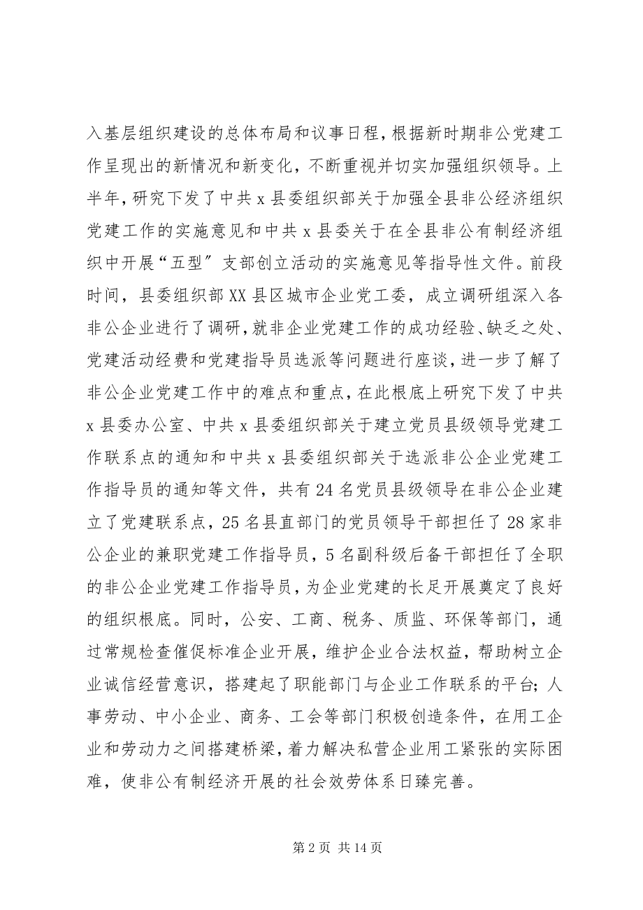 2023年县非公经济组织党建工作会致辞.docx_第2页